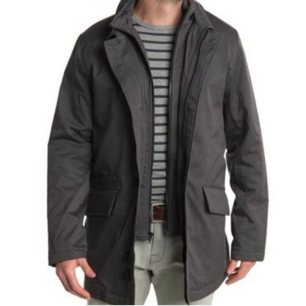 J.Crew Fulton Prima-loft Full Zip Overcoat Jacket Gray Men Size XL